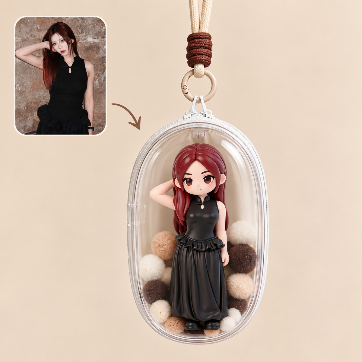 Custom Chibi Figurine Bag Charm from Photo