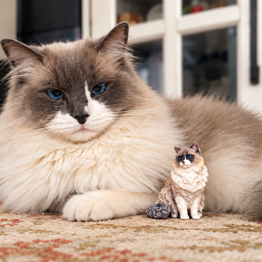 Custom Cat Figurine from Photo – Personalized 3D Cat Keepsake